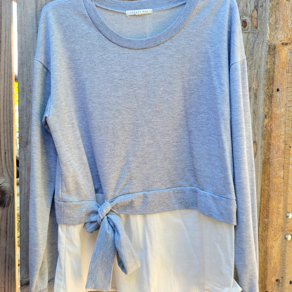 Copper Key Grey Long Sleeve Blouse